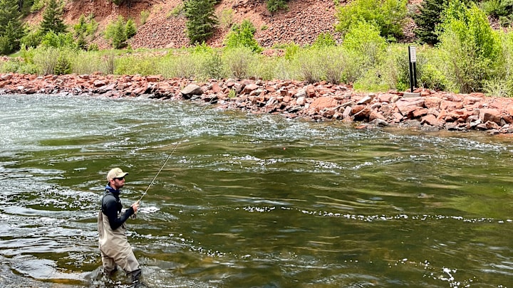 Wade fishing the Frying Pan River. 