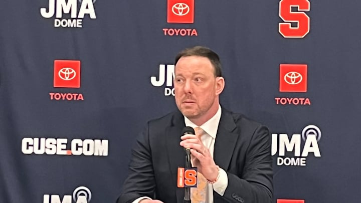 McNamara speaks to reporters Monday at the Dome.