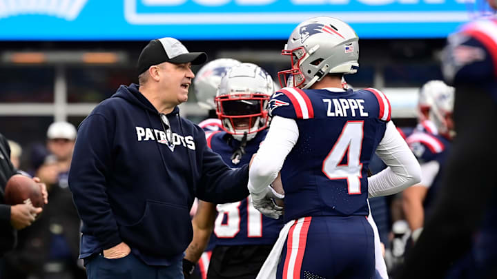 Dec 17, 2023; Foxborough, Massachusetts, USA; New England Patriots offensive coordinator Bill
