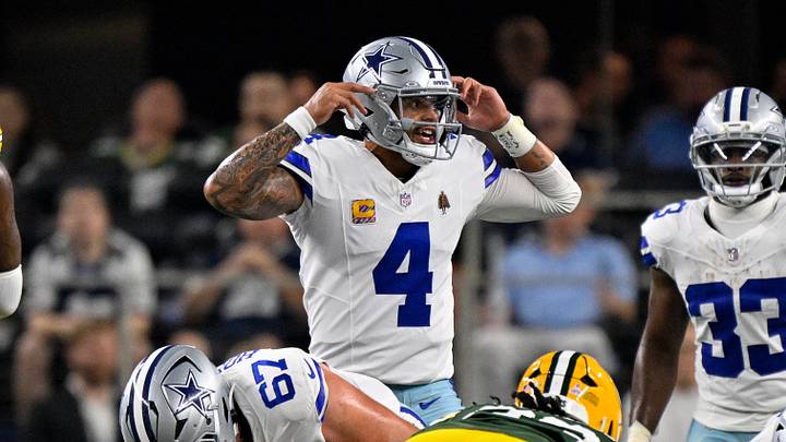 Dallas Cowboys quarterback Dak Prescott motions to his team during the game against the Green Bay Packers at AT&T Stadium Dallas Cowboys quarterback Dak Prescott motions to his team during the game against the Green Bay Packers at AT&T Stadium