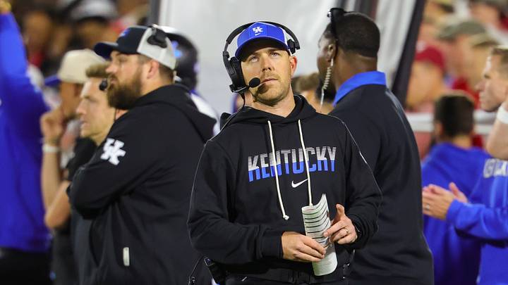 Oct 17, 2026; Norman, Oklahoma, USA; Kentucky Wildcats head coach Will Stein looks on during the second half against the Oklahoma Sooners at Gaylord Family-Oklahoma Memorial Stadium. Mandatory Credit: Kevin Jairaj-Imagn Images Oct 17, 2026; Norman, Oklahoma, USA; Kentucky Wildcats head coach Will Stein looks on during the second half against the Oklahoma Sooners at Gaylord Family-Oklahoma Memorial Stadium. Mandatory Credit: Kevin Jairaj-Imagn Images