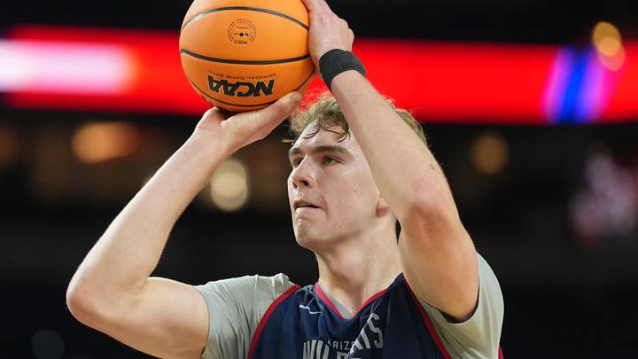 Apr 3, 2026; Indianapolis, IN, USA; Arizona Wildcats center Motiejus Krivas (13) during a practice session ahead of the Final Four of the men's 2026 NCAA Tournament at Lucas Oil Stadium. Mandatory Credit: Robert Deutsch-Imagn Images Apr 3, 2026; Indianapolis, IN, USA; Arizona Wildcats center Motiejus Krivas (13) during a practice session ahead of the Final Four of the men's 2026 NCAA Tournament at Lucas Oil Stadium. Mandatory Credit: Robert Deutsch-Imagn Images