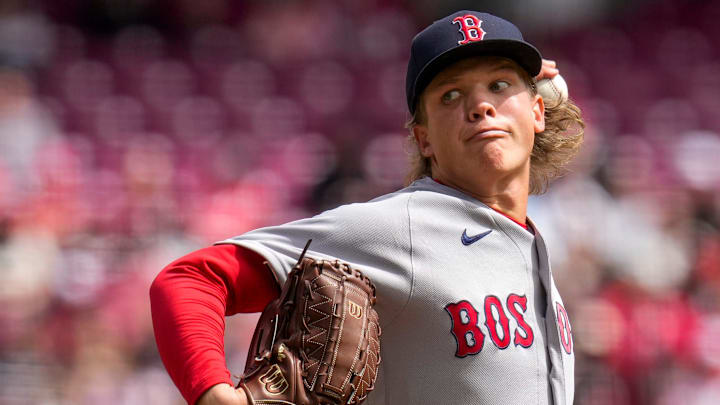 Boston Red Sox pitcher Connelly Early (71) throws a pitch in the second inning of the MLB Interleague game between the Cincinnati Reds and the Boston Red Sox at Great American Ball Park in downtown Cincinnati on Sunday, March 29, 2026. The game was scoreless after three innings.