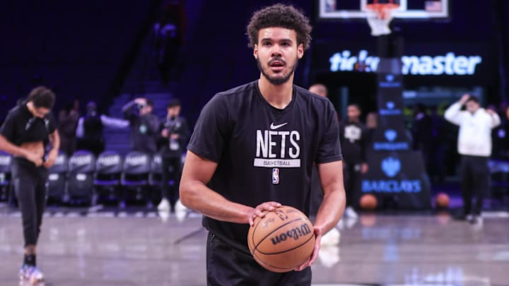 Feb 5, 2025; Brooklyn, New York, USA; Brooklyn Nets forward Cameron Johnson (2) warms up prior to the game against the Washington Wizards at Barclays Center. Mandatory Credit: Wendell Cruz-Imagn Images Feb 5, 2025; Brooklyn, New York, USA; Brooklyn Nets forward Cameron Johnson (2) warms up prior to the game against the Washington Wizards at Barclays Center. Mandatory Credit: Wendell Cruz-Imagn Images