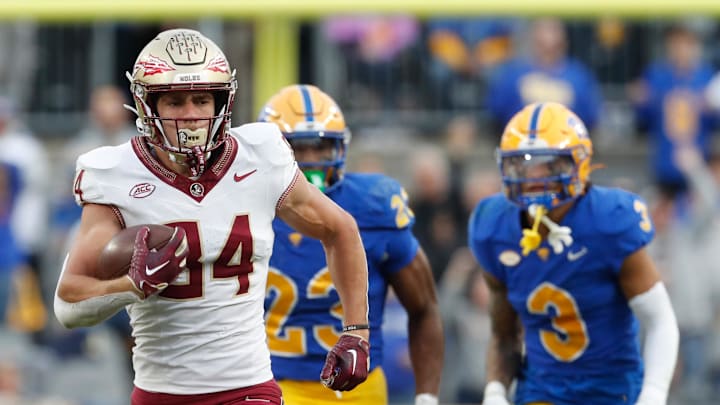 Nov 4, 2023; Pittsburgh, Pennsylvania, USA;  Florida State Seminoles tight end Kyle Morlock (84)