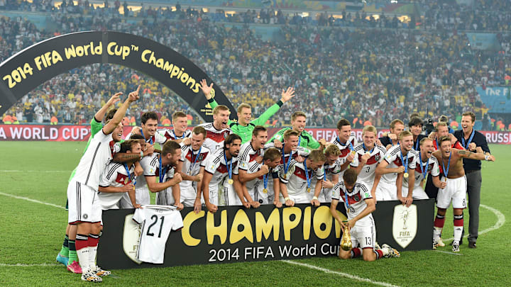 July 13, 2014; Rio de Janeiro, BRAZIL; Germany celebrates after winning in the championship match of the 2014 World Cup against the Argentina at Maracana Stadium. Mandatory Credit: Tim Groothuis/Witters Sport via Imagn Images July 13, 2014; Rio de Janeiro, BRAZIL; Germany celebrates after winning in the championship match of the 2014 World Cup against the Argentina at Maracana Stadium. Mandatory Credit: Tim Groothuis/Witters Sport via Imagn Images