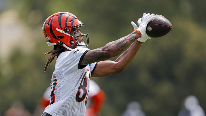Jul 26, 2023; Cincinnati, OH, USA; Cincinnati Bengals wide receiver Malachi Carter (88) runs drills