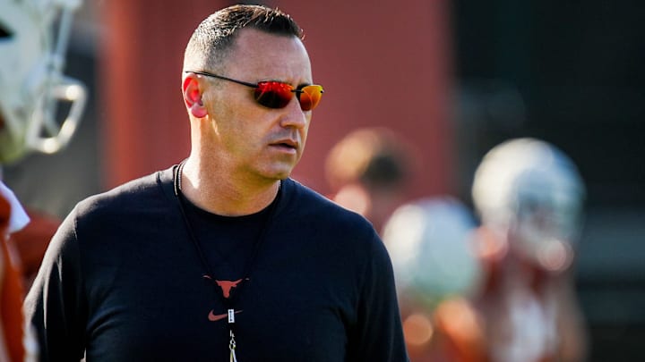 Texas Longhorns Head Coach Steve Sarkisian during their first practice of the spring season on Tuesday, March 25, 2025. Texas Longhorns Head Coach Steve Sarkisian during their first practice of the spring season on Tuesday, March 25, 2025.