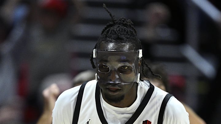 Dec 21, 2023; San Diego, California, USA; San Diego State Aztecs forward Jay Pal (4) gestures after