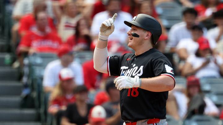 Minnesota Twins right fielder Alan Roden (18). Mandatory Credit: Kiyoshi Mio-Imagn Images Minnesota Twins right fielder Alan Roden (18). Mandatory Credit: Kiyoshi Mio-Imagn Images