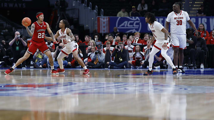 Mar 12, 2024; Washington, D.C., USA; Louisville Cardinals guard Tre White (22) ptb/ as North