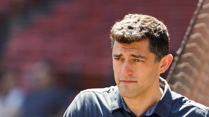 Aug 28, 2022; Boston, Massachusetts, USA; Chaim Bloom, Chief Baseball Officer of the Boston Red Sox on the field before the game between the Boston Red Sox and the Tampa Bay Rays at Fenway Park. Mandatory Credit: Winslow Townson-USA TODAY Sports Aug 28, 2022; Boston, Massachusetts, USA; Chaim Bloom, Chief Baseball Officer of the Boston Red Sox on the field before the game between the Boston Red Sox and the Tampa Bay Rays at Fenway Park. Mandatory Credit: Winslow Townson-USA TODAY Sports