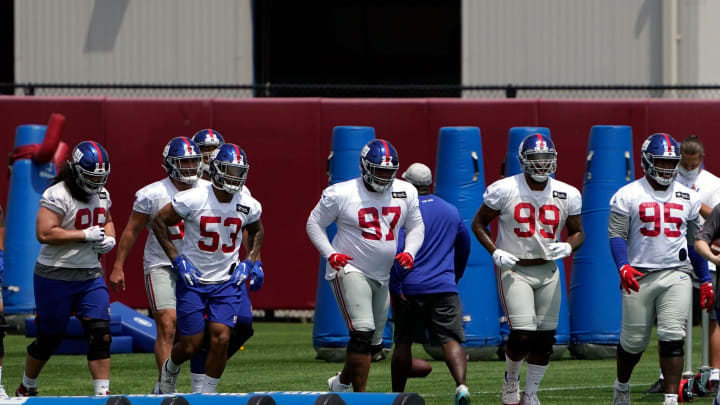 The New York Giants defensive line works out during Giants minicamp at Quest Diagnostics Training Center on Tuesday, June 8, 2021, in East Rutherford.
Nyg Minicamp The New York Giants defensive line works out during Giants minicamp at Quest Diagnostics Training Center on Tuesday, June 8, 2021, in East Rutherford.
Nyg Minicamp