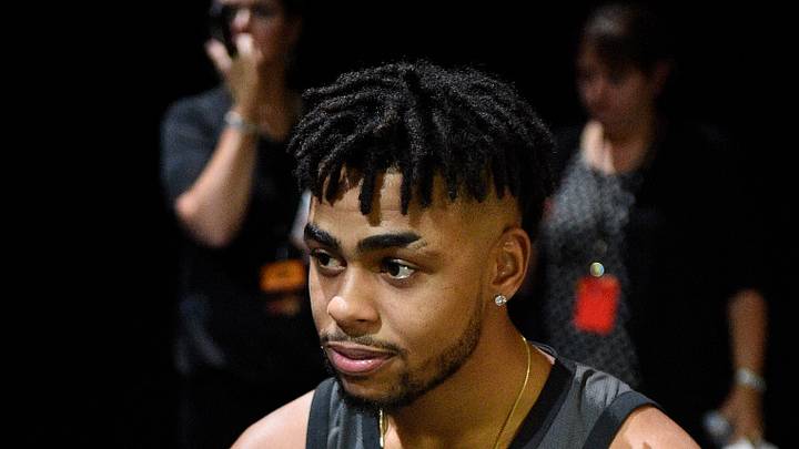 Sep 15, 2017; Culver City, CA, USA; Brooklyn Nets guard DeAngelo Russell interviews during the Nike and Sony press conference at Sony Studios. Mandatory Credit: Kelvin Kuo-USA TODAY Sports Sep 15, 2017; Culver City, CA, USA; Brooklyn Nets guard DeAngelo Russell interviews during the Nike and Sony press conference at Sony Studios. Mandatory Credit: Kelvin Kuo-USA TODAY Sports