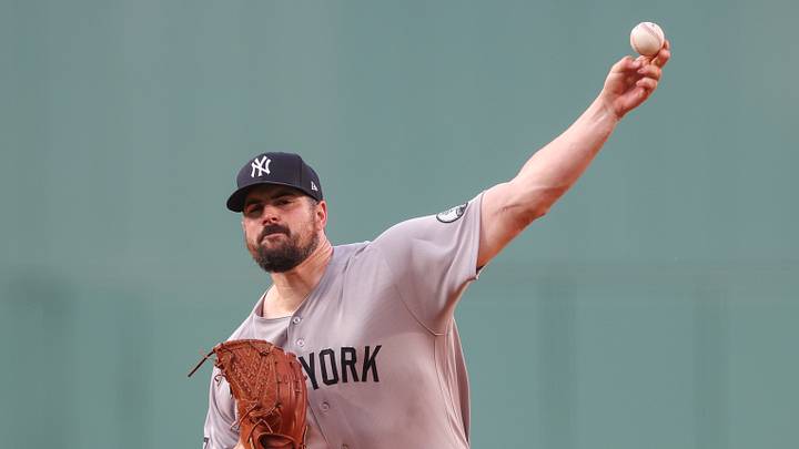 Jun 28, 2026; Boston, Massachusetts, USA; New York Yankees starting pitcher Carlos Rodon (55) delivers a pitch during the first inning against the Boston Red Sox at Fenway Park. Mandatory Credit: Paul Rutherford-Imagn Images Jun 28, 2026; Boston, Massachusetts, USA; New York Yankees starting pitcher Carlos Rodon (55) delivers a pitch during the first inning against the Boston Red Sox at Fenway Park. Mandatory Credit: Paul Rutherford-Imagn Images