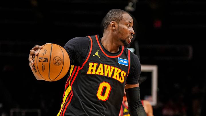 Feb 24, 2026; Atlanta, Georgia, USA; Atlanta Hawks forward Jonathan Kuminga (0) controls the ball against the Washington Wizards during the second half at State Farm Arena. Mandatory Credit: Dale Zanine-Imagn Images Feb 24, 2026; Atlanta, Georgia, USA; Atlanta Hawks forward Jonathan Kuminga (0) controls the ball against the Washington Wizards during the second half at State Farm Arena. Mandatory Credit: Dale Zanine-Imagn Images