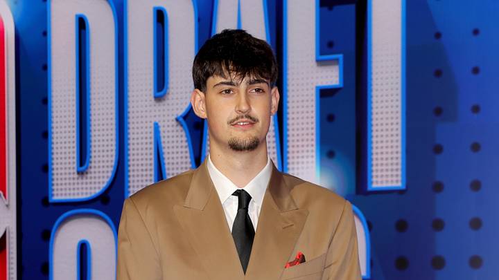 Jun 23, 2026; New York, NY, USA; Draft prospect Aday Mara poses for photos on the red carpet before the 2026 NBA draft at Barclays Center. Mandatory Credit: Brad Penner-Imagn Images Jun 23, 2026; New York, NY, USA; Draft prospect Aday Mara poses for photos on the red carpet before the 2026 NBA draft at Barclays Center. Mandatory Credit: Brad Penner-Imagn Images