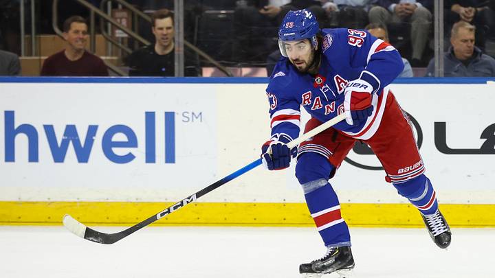 Mar 23, 2026; New York, New York, USA; New York Rangers center Mika Zibanejad (93) at Madison Square Garden. Mar 23, 2026; New York, New York, USA; New York Rangers center Mika Zibanejad (93) at Madison Square Garden.