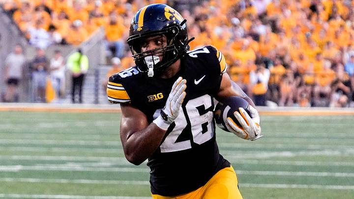 DUPLICATE***Iowa Hawkeyes running back Xavier Williams (26) runs with the ball during a football game against the Massachusetts Minutemen Sept. 13, 2025 at Kinnick Stadium in Iowa City, Iowa. DUPLICATE***Iowa Hawkeyes running back Xavier Williams (26) runs with the ball during a football game against the Massachusetts Minutemen Sept. 13, 2025 at Kinnick Stadium in Iowa City, Iowa.