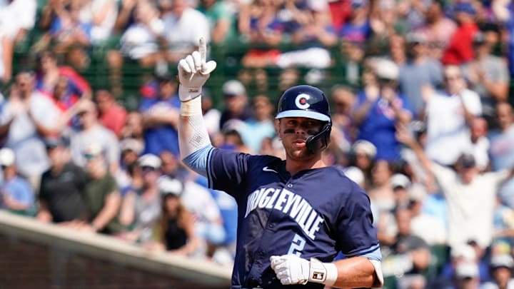 Nico Hoerner after a double against the Diamondbacks