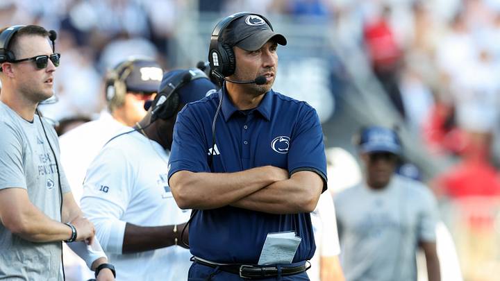 Penn State Nittany Lions head coach Matt Campbell looks on from the sideline during the fourth quarter against the Marshall Thundering Herd at Beaver Stadium. Penn State Nittany Lions head coach Matt Campbell looks on from the sideline during the fourth quarter against the Marshall Thundering Herd at Beaver Stadium.