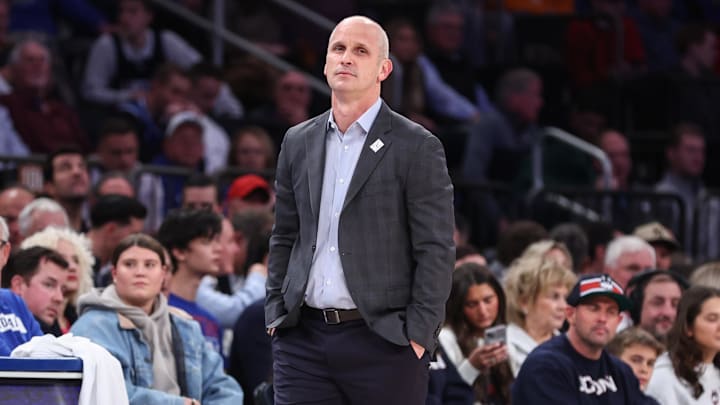 Dec 9, 2025; New York, New York, USA; UConn Huskies head coach Dan Hurley at Madison Square Garden. Mandatory Credit: Wendell Cruz-Imagn Images Dec 9, 2025; New York, New York, USA; UConn Huskies head coach Dan Hurley at Madison Square Garden. Mandatory Credit: Wendell Cruz-Imagn Images