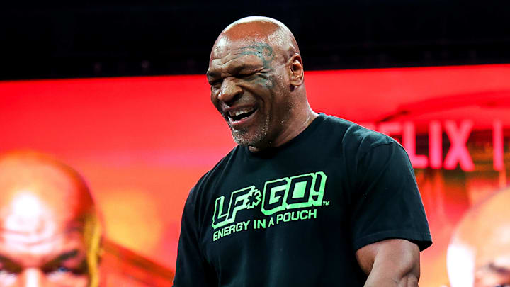 Mike Tyson at Netflix & Most Valuable Promotions Boxing Event Open Workouts on November 11, 2024.