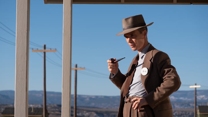 Cillian Murphy is J. Robert Oppenheimer in OPPENHEIMER, written, produced, and directed by Christopher Nolan.