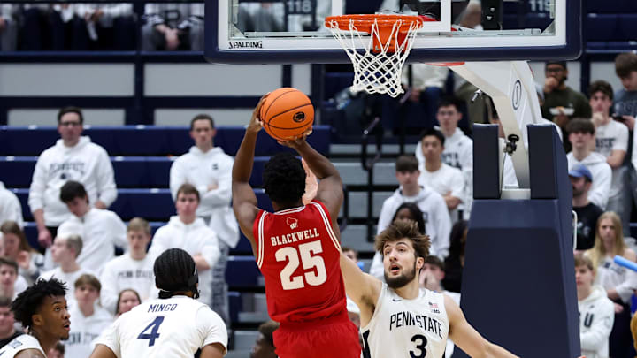 Wisconsin Badgers guard John Blackwell (25) shoots the ball during the second half against Penn State.