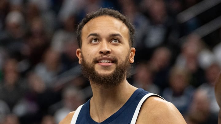 Jan 12, 2024; Minneapolis, Minnesota, USA; Minnesota Timberwolves forward Kyle Anderson (1) in action against the Portland Trail Blazers in the third quarter at Target Center. Mandatory Credit: Matt Blewett-Imagn Images