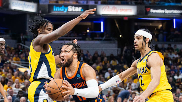 May 12, 2024; Indianapolis, Indiana, USA; New York Knicks guard Jalen Brunson (11) shoots the ball