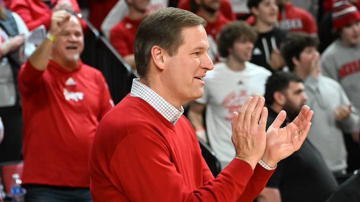 Dec 10, 2022; Lincoln, Nebraska, USA; Nebraska Cornhuskers athletic director Trev Alberts watches at halftime of the game against the Purdue Boilermakers in the first half at Pinnacle Bank Arena. Mandatory Credit: Steven Branscombe-Imagn Images Dec 10, 2022; Lincoln, Nebraska, USA; Nebraska Cornhuskers athletic director Trev Alberts watches at halftime of the game against the Purdue Boilermakers in the first half at Pinnacle Bank Arena. Mandatory Credit: Steven Branscombe-Imagn Images