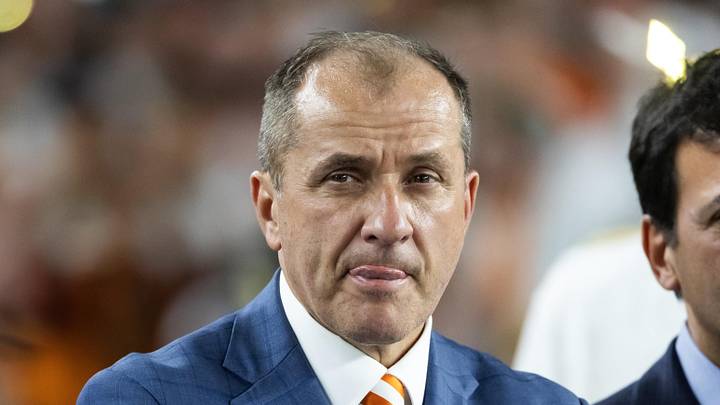 Jan 8, 2026; Glendale, AZ, USA; ACC commissioner Jim Phillips during the Miami Hurricanes game against the Mississippi Rebels during the 2026 Fiesta Bowl and semifinal game of the College Football Playoff at State Farm Stadium. Mandatory Credit: Mark J. Rebilas-Imagn Images