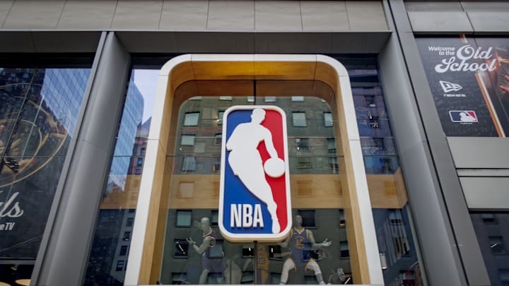 Sign at the entrance to the NBA store in Midtown Manhattan...