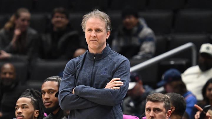 Feb 20, 2026; Washington, District of Columbia, USA; Washington Wizards head coach Brian Keefe during the first quarter against the Indiana Pacers at Capital One Arena. Mandatory Credit: Rafael Suanes-Imagn Images Feb 20, 2026; Washington, District of Columbia, USA; Washington Wizards head coach Brian Keefe during the first quarter against the Indiana Pacers at Capital One Arena. Mandatory Credit: Rafael Suanes-Imagn Images