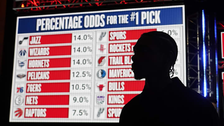 May 12, 2025; Chicago, Illinois, US; A draft prospect during the 2025 NBA Draft Lottery at McCormick Place. Mandatory Credit: David Banks-Imagn Images May 12, 2025; Chicago, Illinois, US; A draft prospect during the 2025 NBA Draft Lottery at McCormick Place. Mandatory Credit: David Banks-Imagn Images