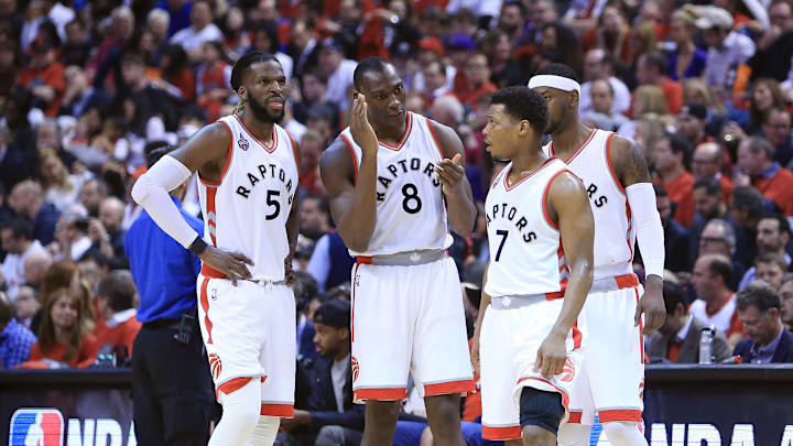 Bismack Biyombo, DeMarre Carroll, Kyle Lowry, Terrance Ross, Toronto Raptors