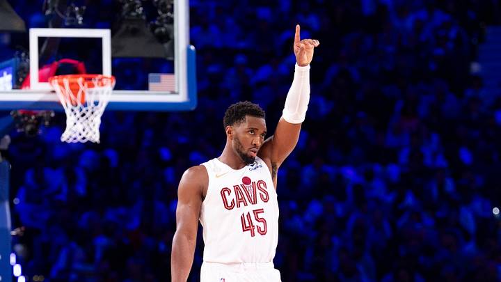 Oct 22, 2026; Philadelphia, Pennsylvania, USA; Cleveland Cavaliers guard Donovan Mitchell (45) reacts during the third quarter against the Philadelphia 76ers at Xfinity Mobile Arena. Mandatory Credit: Bill Streicher-Imagn Images Oct 22, 2026; Philadelphia, Pennsylvania, USA; Cleveland Cavaliers guard Donovan Mitchell (45) reacts during the third quarter against the Philadelphia 76ers at Xfinity Mobile Arena. Mandatory Credit: Bill Streicher-Imagn Images