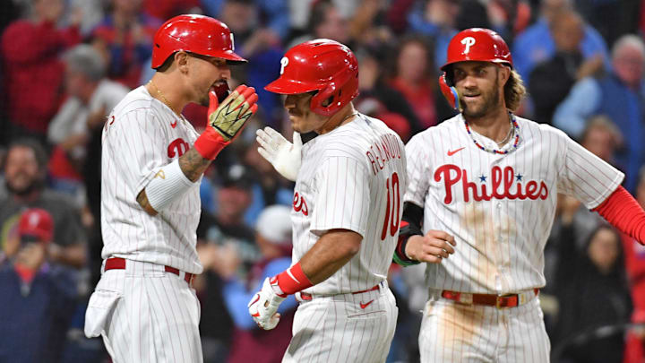 Sep 22, 2023; Philadelphia, Pennsylvania, USA; Philadelphia Phillies catcher J.T. Realmuto (10)