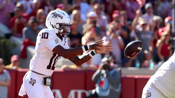 Oct 24, 2026; Tuscaloosa, Alabama, USA; Texas A&M Aggies quarterback Marcel Reed (10) calls for the snap during the first quarter against the Alabama Crimson Tide at Saban Field at Bryant-Denny Stadium. Mandatory Credit: David Leong-Imagn Images