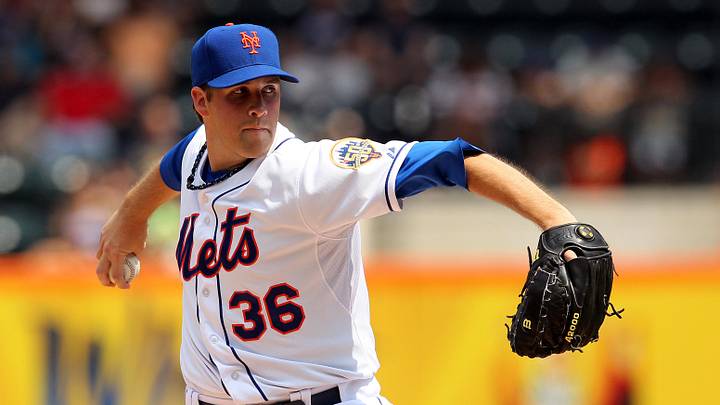 August 23, 2012; New York, NY, USA; New York Mets pitcher Collin McHugh (36) throws a pitch during the first inning of a game against the Colorado Rockies at Citi Field. McHugh is making his major league debut. Mandatory Credit: Brad Penner-Imagn Images