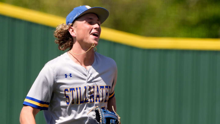 Ethan Holliday during the high school baseball game between Dale and Stillwater at Carl Albert High School in Midwest City.