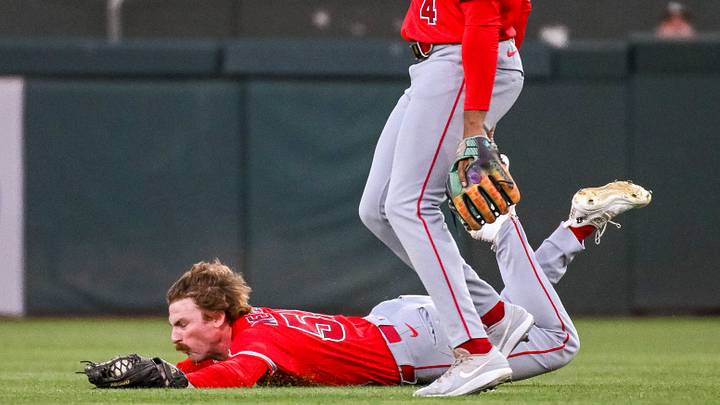 Sep 22, 2026; West Sacramento, California, USA; Los Angeles Angels left fielder Wade Meckler (53) makes a catch in center field against the Athletics during the first inning at Sutter Health Park. Mandatory Credit: Ed Szczepanski-Imagn Images Sep 22, 2026; West Sacramento, California, USA; Los Angeles Angels left fielder Wade Meckler (53) makes a catch in center field against the Athletics during the first inning at Sutter Health Park. Mandatory Credit: Ed Szczepanski-Imagn Images