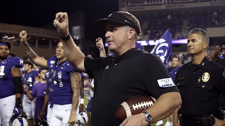 Aug 31, 2019; Fort Worth, TX, USA; TCU Horned Frogs head coach Gary Patterson after the game against the Arkansas-Pine Bluff Golden Lions at Amon G. Carter Stadium. Mandatory Credit: Kevin Jairaj-Imagn Images Aug 31, 2019; Fort Worth, TX, USA; TCU Horned Frogs head coach Gary Patterson after the game against the Arkansas-Pine Bluff Golden Lions at Amon G. Carter Stadium. Mandatory Credit: Kevin Jairaj-Imagn Images