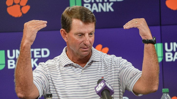 Clemson Tigers head coach Dabo Swinney welcomes the expectations that come along with having a loaded roster. Clemson Tigers head coach Dabo Swinney welcomes the expectations that come along with having a loaded roster.
