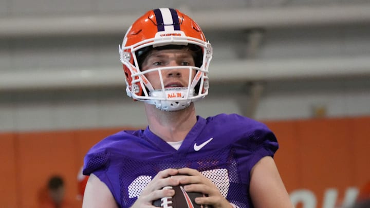 Clemson quarterback Christopher Vizzina (17) during Clemson football 2025 practice at the Allen N. Reeves Football Complex in Clemson, S.C. Friday, August 1, 2025.
