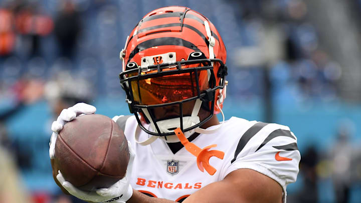 Nov 27, 2022; Nashville, Tennessee, USA; Cincinnati Bengals wide receiver Tyler Boyd (83) warms up
