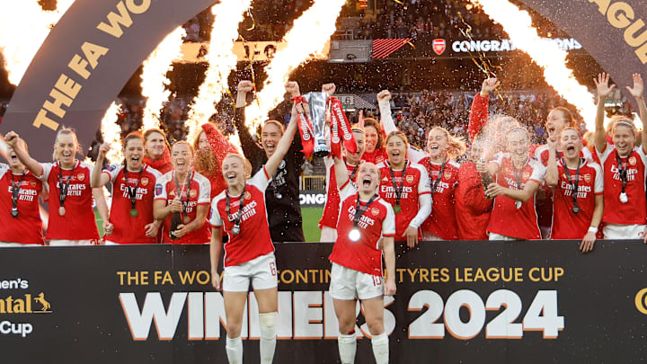 Arsenal defeat Chelsea to lift the League Cup trophy in 2024