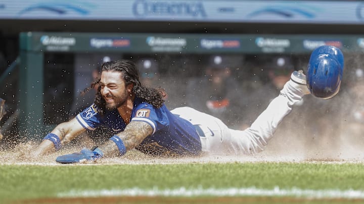 Aug 24, 2025; Detroit, Michigan, USA; Kansas City Royals second base Jonathan India (6) slides into home base during the sixth inning against the Detroit Tigers at Comerica Park. Mandatory Credit: Brian Bradshaw Sevald-Imagn Images Aug 24, 2025; Detroit, Michigan, USA; Kansas City Royals second base Jonathan India (6) slides into home base during the sixth inning against the Detroit Tigers at Comerica Park. Mandatory Credit: Brian Bradshaw Sevald-Imagn Images