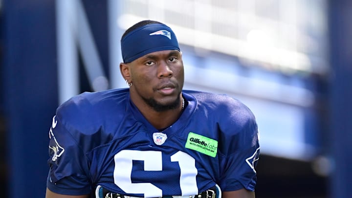 Aug 2, 2023; Foxborough, MA, USA; New England Patriots defensive end Keion White (51) heads to the
